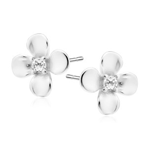 Cercei argint floare cu piatra DiAmanti Z2146ER_W-DIA (Argint 925‰ 0,8 g.)